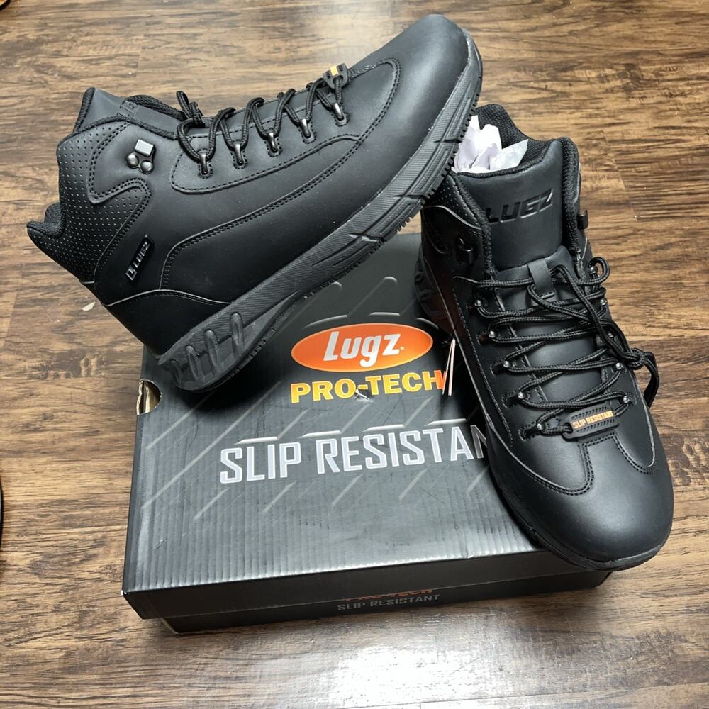 Lugz Rapid Oil And Slip Resistant Mens Size 9 Black Soft Toe Safety Work Boots